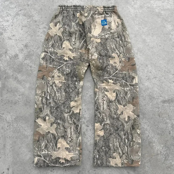 Akimbo Leaf printed straight leg sports pants unisex Y2K street hiphop casual Trouser comfortable loose 250312