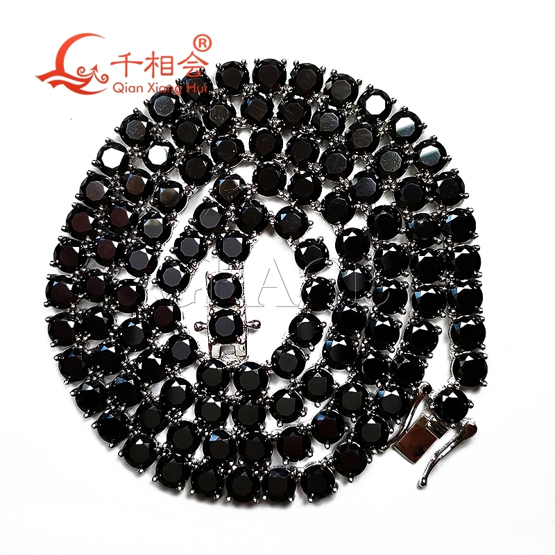 Luxury Black Moissanite Tennis Necklace 3mm/4mm/5mm 925 Sterling Silver Unisex Jewelry for Wedding Party Dating