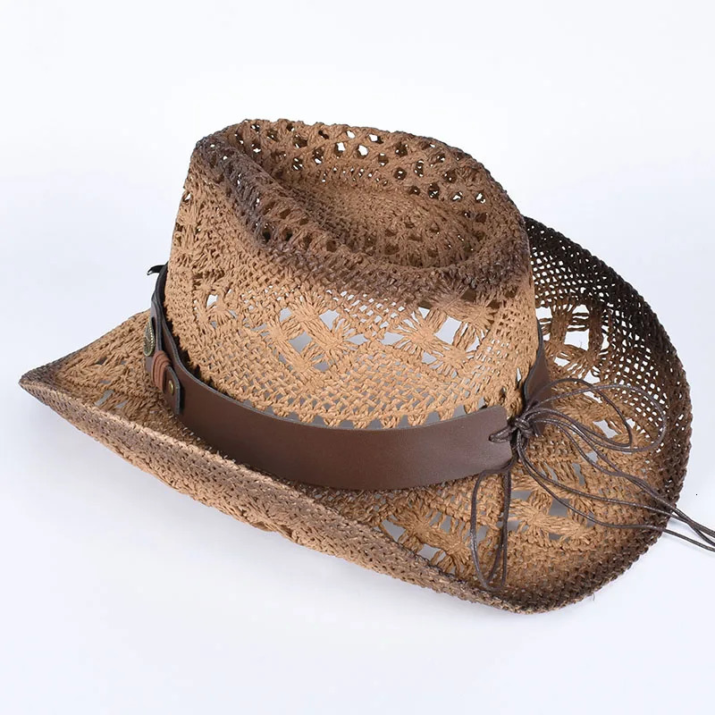 Summer Sun Hat Western Womens Cowboy Hat Hollow Retro Panama Beach Jazz Hat Grass Hat Sun Protection Hat 250320