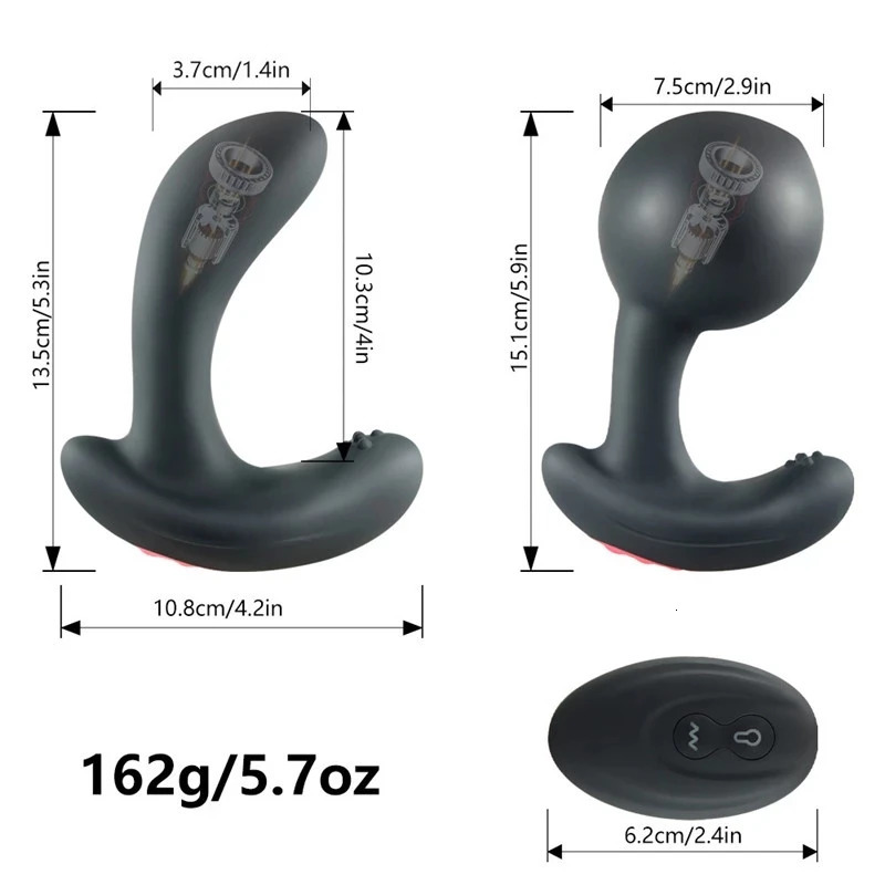 Wireless Remote Control Male Prostate Massage Vibrator Inflatable Anal Plug Expansion Vibrating Anal Sex Toys For Men Woman 250410