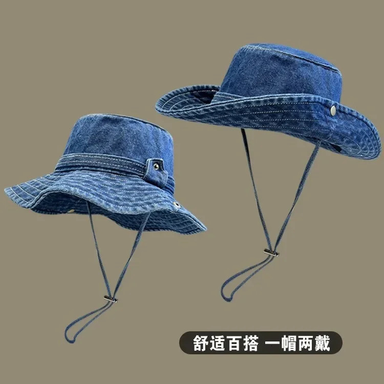 Retro washed casual fisherman hat for women Japanese Western cowboy outdoor mountain hat 250320