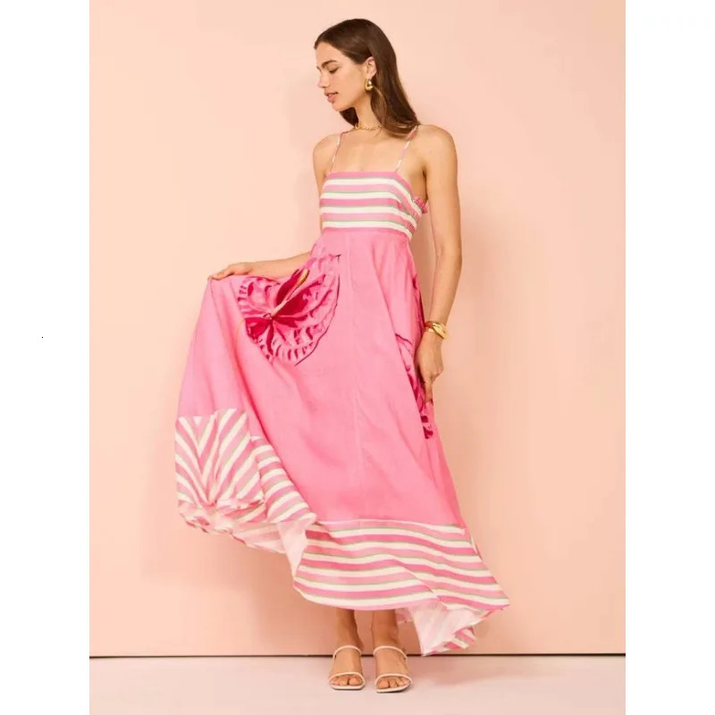 Womens casual lazy pine print Camisol long skirt beach vacation style dress summer arrival 250320