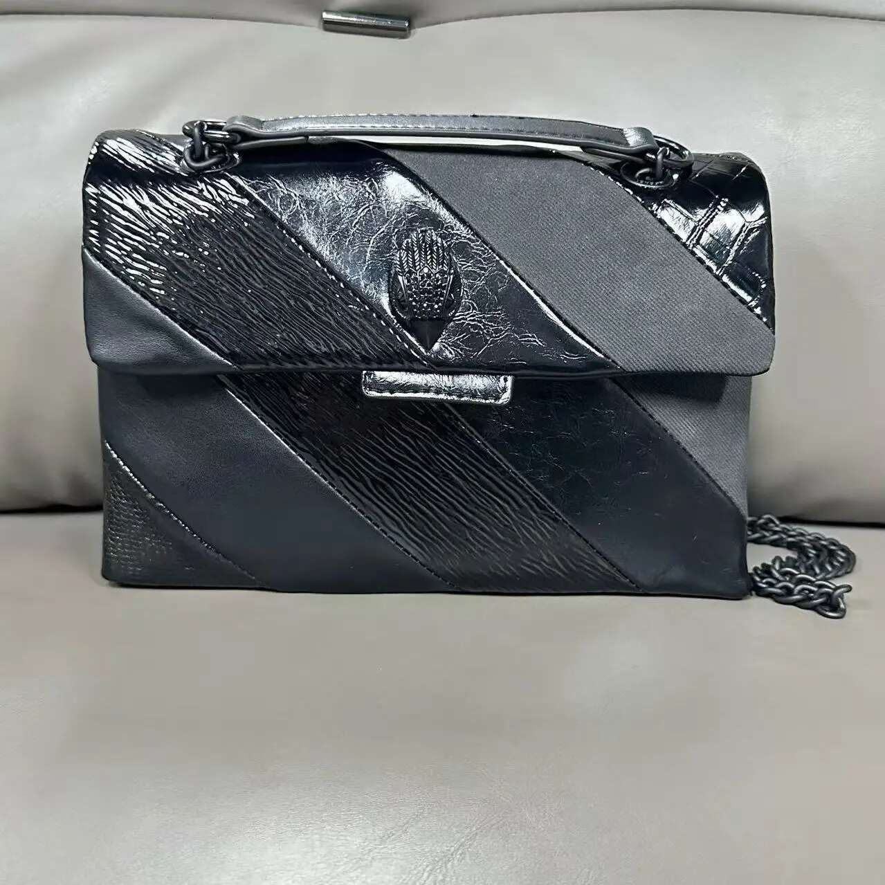 Brand Eagle Head Women S Crossbody Spliced Black Bag Fashion Designer Shoulder Chain Bag New Shoulder Bags