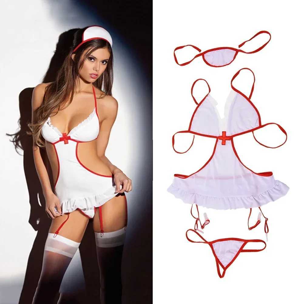 Doctor Nurse Uniform Women Sexy Cosplay Lingerie Costumes Bra with Panties and Headband Exotic Set Babydoll Porno Suit W250321