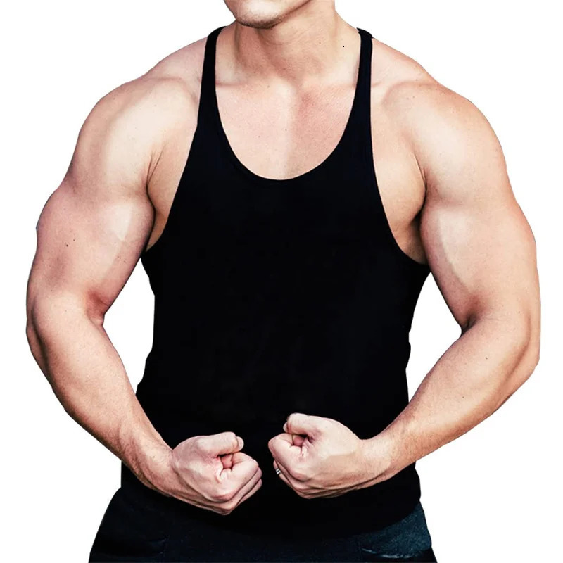 Mens Basic Solid Color Cotton Tank Tops Sleeveless Y-Back Vest Gym Muscle Training Athletic Workout Undershirt Activewear 250320