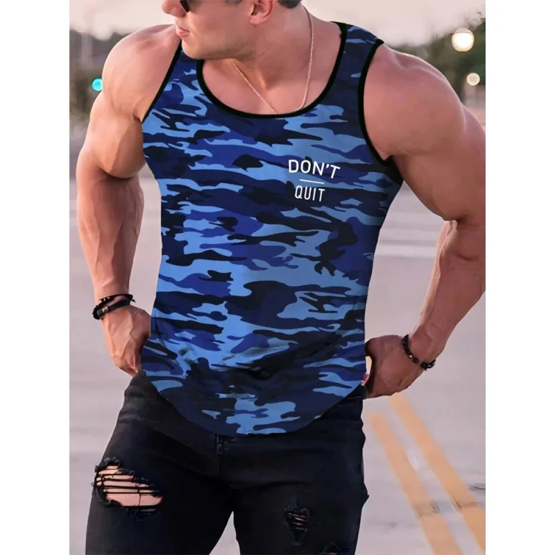3D Print Camouflage Tank Tops For Man Coconut Tree Pattern Tees Summer Casual Fashion Vest Oversized Sportswear Street Tank Top 250320