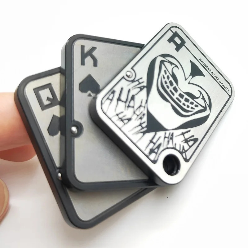 Custom Stainless steel metal Joker Magnetic Fidget push Slider EDC Haptic three layer AKQ Poker Fidget Spinner 250320