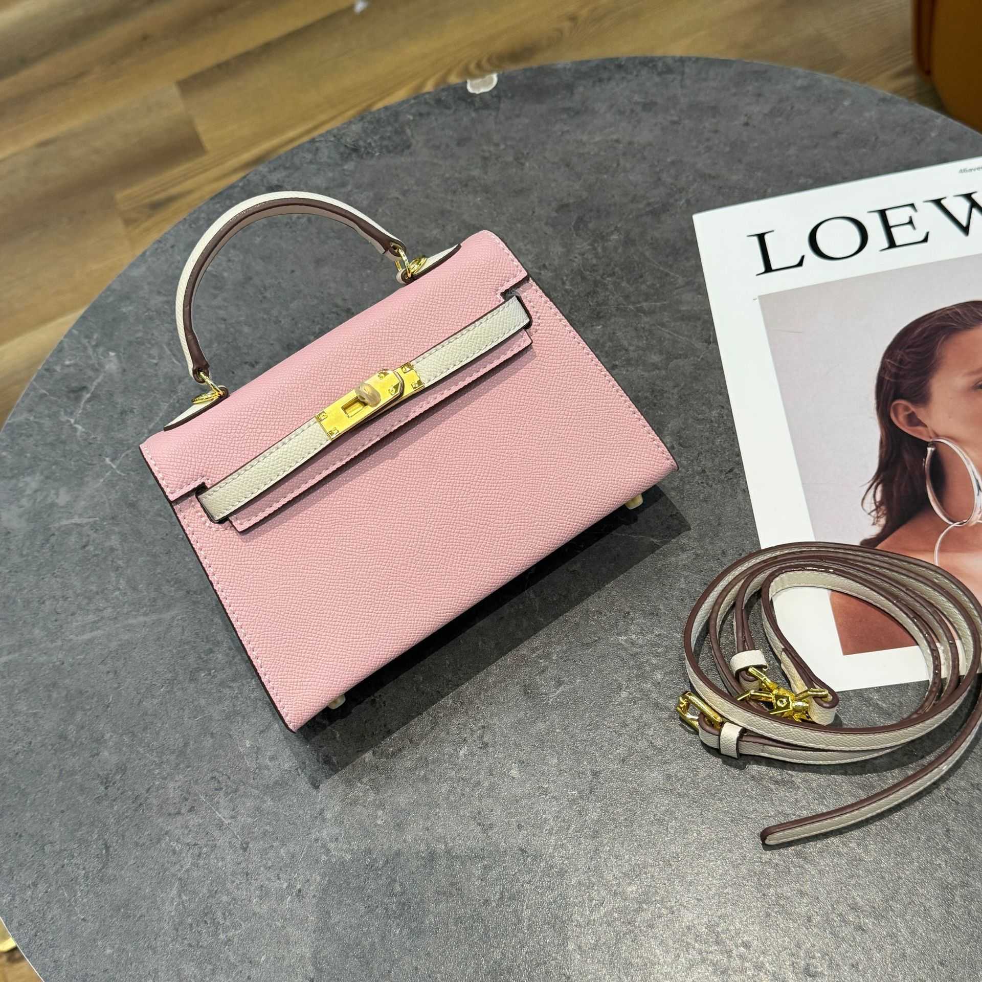 New second-generation mini Kelly bag with spring and summer feel handprint one single sling shoulder crossbody handbag for women 2025