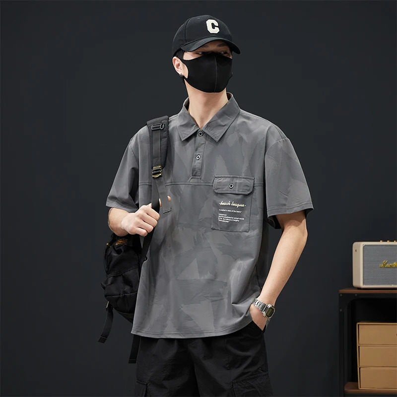 Ice Silk Mens Polo Shirts Turn Down Collar Summer Tshirt Male Short Sleeve Cool Casual Fashion Big Size Plus Large Oversize Top 250320