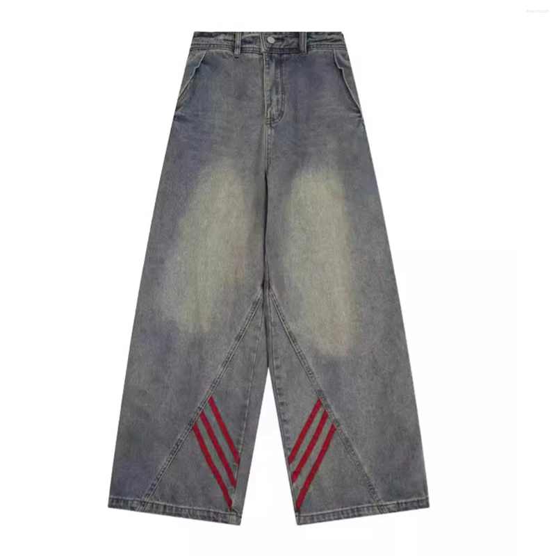Men's Jeans High Street Style Jeas Hip Hop Loose Fit Straight Wide Leg Casual Comfortable Relaxed Denim Pants For Everyday Wear