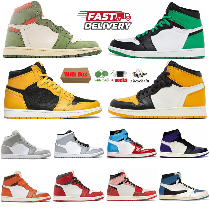 With Box Designer Shoes 1s 1 Basketball Shoes For Mens Womens Sneakers one High Celadon Next Chapter Black White Mocha Sports shoes Trainers Size 36-47