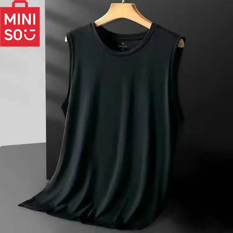 Mini ice silk vest mens mesh quick drying summer sleeveless T-shirt wide shoulder plus size sports fitness mens hollow K 250318