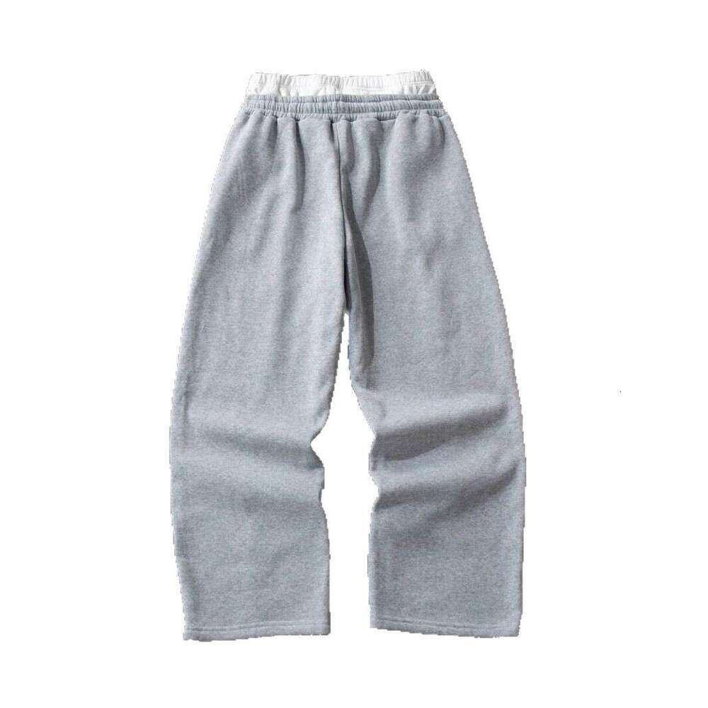 American style contrasting splicing double waisted loose straight leg sports casual with drawstring guard pants
