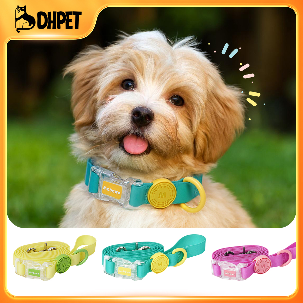 DHpet Dog Collar Waterproof PVC Rubber Small Dog Collar Adjustable Durable Anti-odor Pet Collar Leash Set Multi-colors Soft Basic Collar