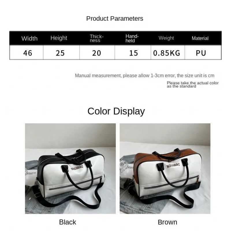 New Womens Travel Bag Multifunctional Simple and Versatile Shoulder Crossbody Hand Carry Fitness Bag PU Leather Storage Bag Y250319
