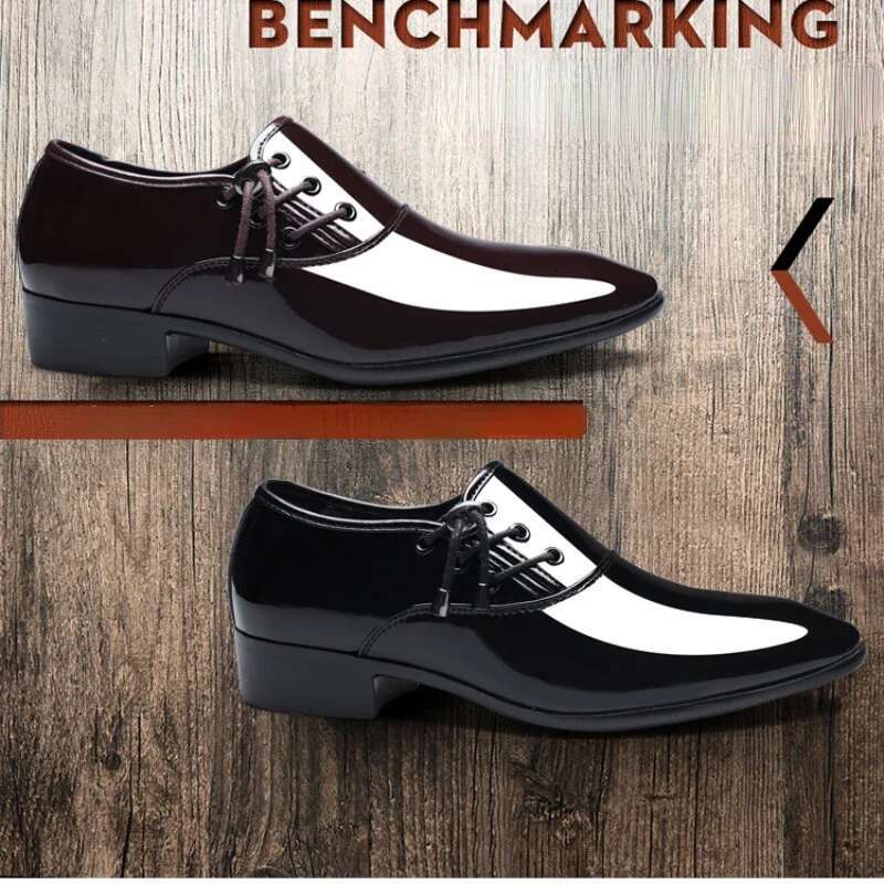 Trending Pointed Patent Leather For Business Shoe Bright Casual Large Wedding Party Shoes Men Oxfords