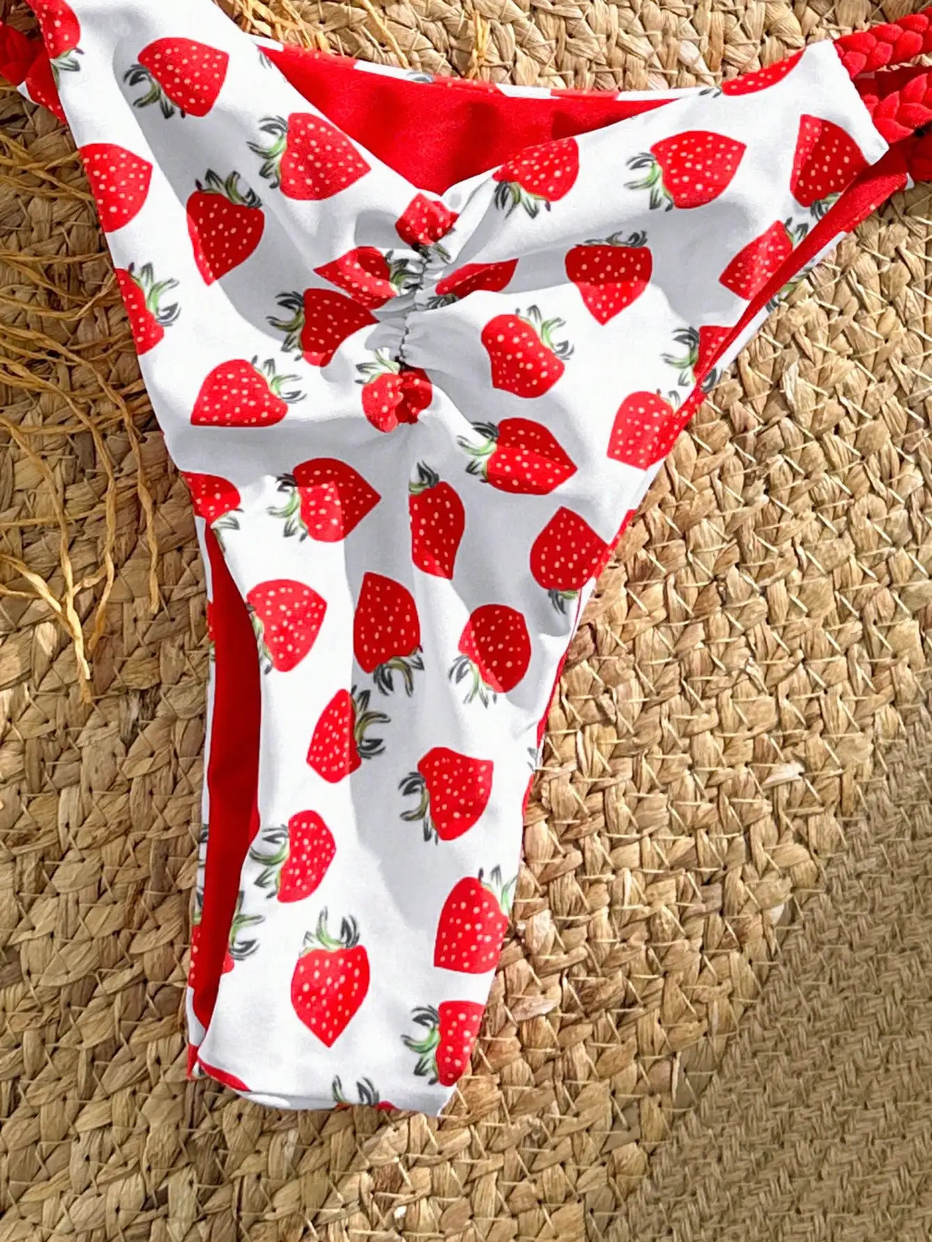 BIKINX Strawberry Printed Stripeless Lace Womens Bikini Set 250317