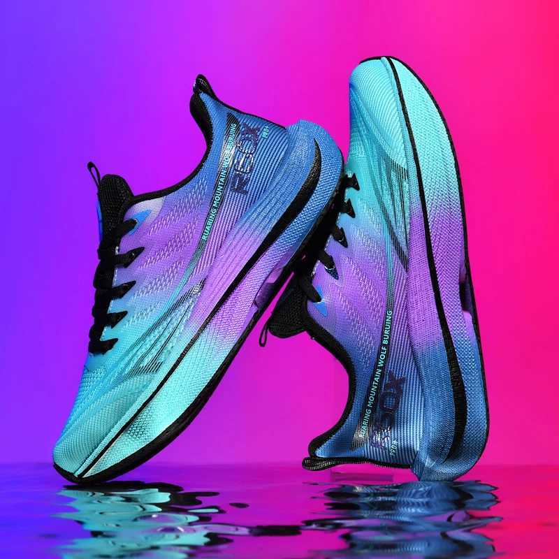 Running shoes mens mesh breathable lace close fitting marathon sports casual tennis shoes large-sized fashionable sports shoes Y250320