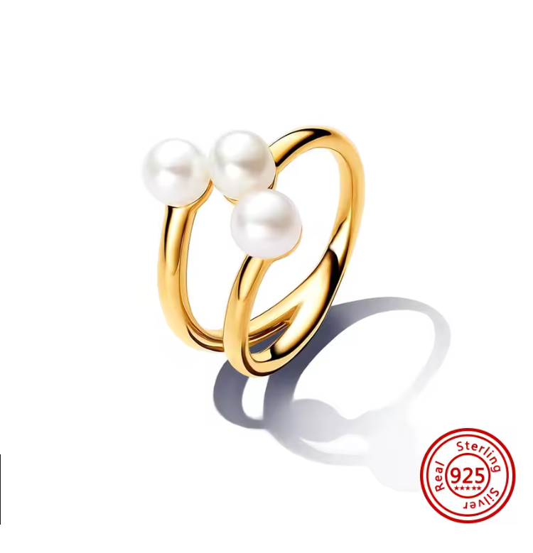 New 925 Sterling Silver Classic Pearl Star Moon Ring Sparkling Butterfly Zircon Rings For Women Jewelry Gift for Friend Fashion jewellry wholesale