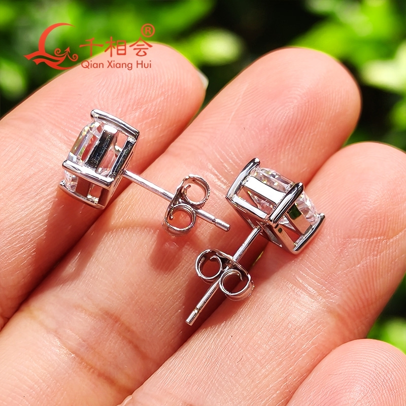 4ct 7*7mm asscher shape 925 silver white color D VVS moissanite stone ear stud Earing gift dating women wedding