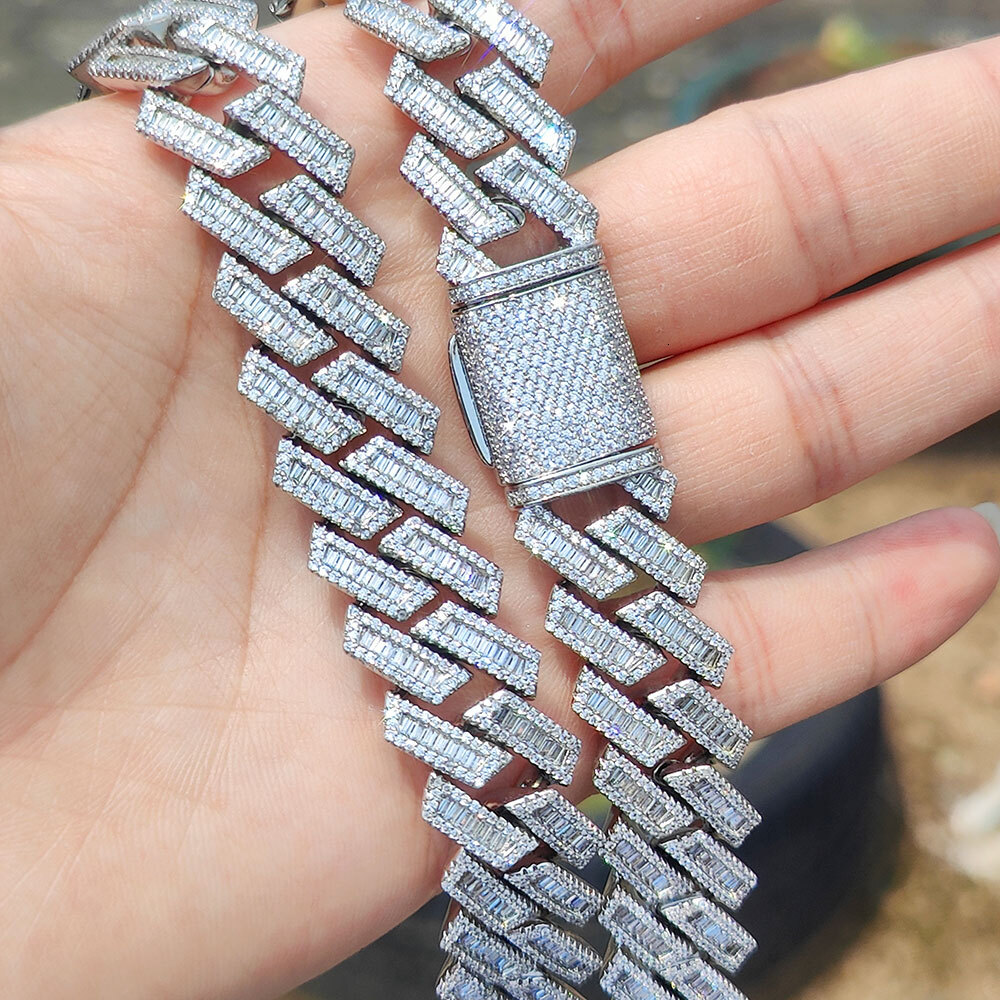 High Quality Mens Chain Mixed Inlay Bling Iced Out Diamond Chain 18mm Width Miami Cuban Link Chain Necklaces Hip Hop Jewelry