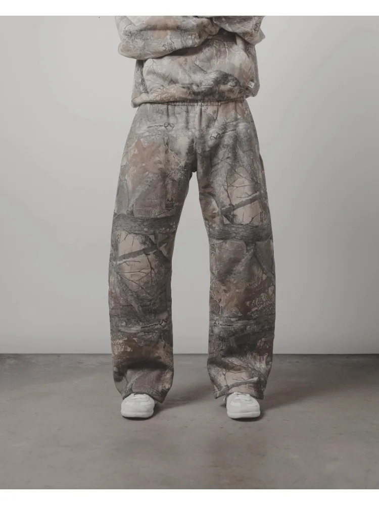 Pure Cotton Material Camouflage Jogger Sweat Pants Mens Embroidered Pattern High Street Casual Pant Oversized Loose Pants Women 250320