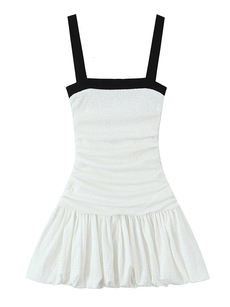 TRAF Womens Summer Vintage Mini Dress Chic Backless High Waist Party Club Corset Pufll Hem Short Dress Female Elegant Sling 250320