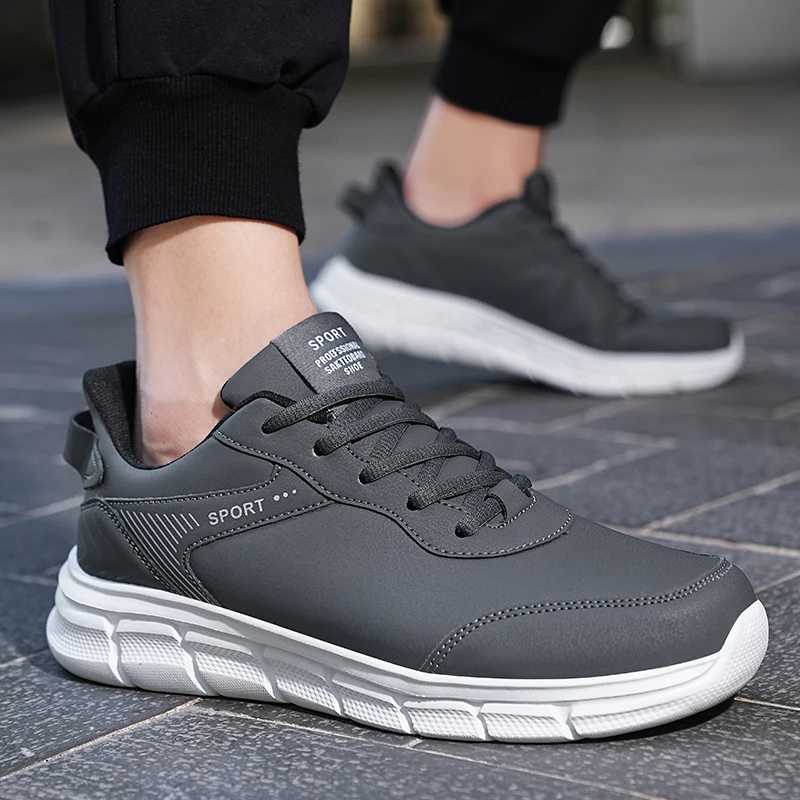 Waterproof Men Running Sneakers Wear-resistant Tennis Athletic Sport Shoes Leather Mens Casual Shoes Chaussure Hme Plus Size 48 Y250320