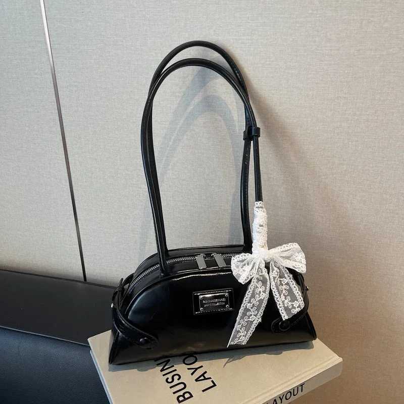 2025 Ribbon Bow PU Popular High Quality Handbag for Women Solid Color Trendy Zipper Simple Fashion Designer Shoulder Bag Y250319