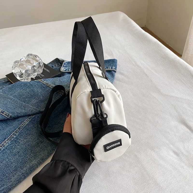 New Fashion Sports Casual Cylindrical Bag for Women 2024 New Simple Handbag Large Capacity Travel Shoulder Crossbody Bag Y250319