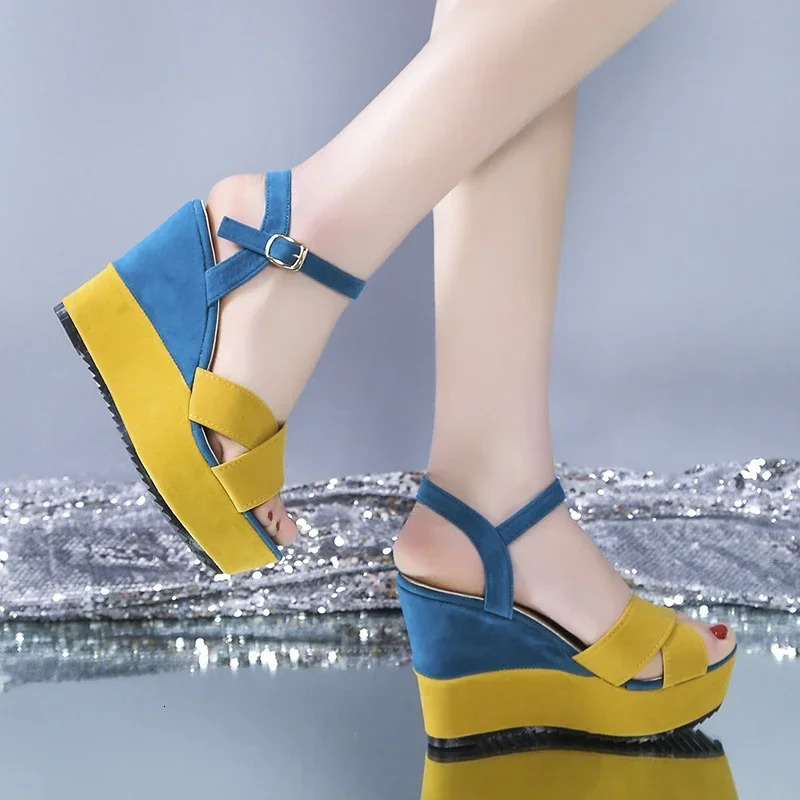 Women Shoes Platform Sandals Peep Toe High Wedges Heel Ankle Buckles Sandalia Espadrilles Female 250321BJ - view 6