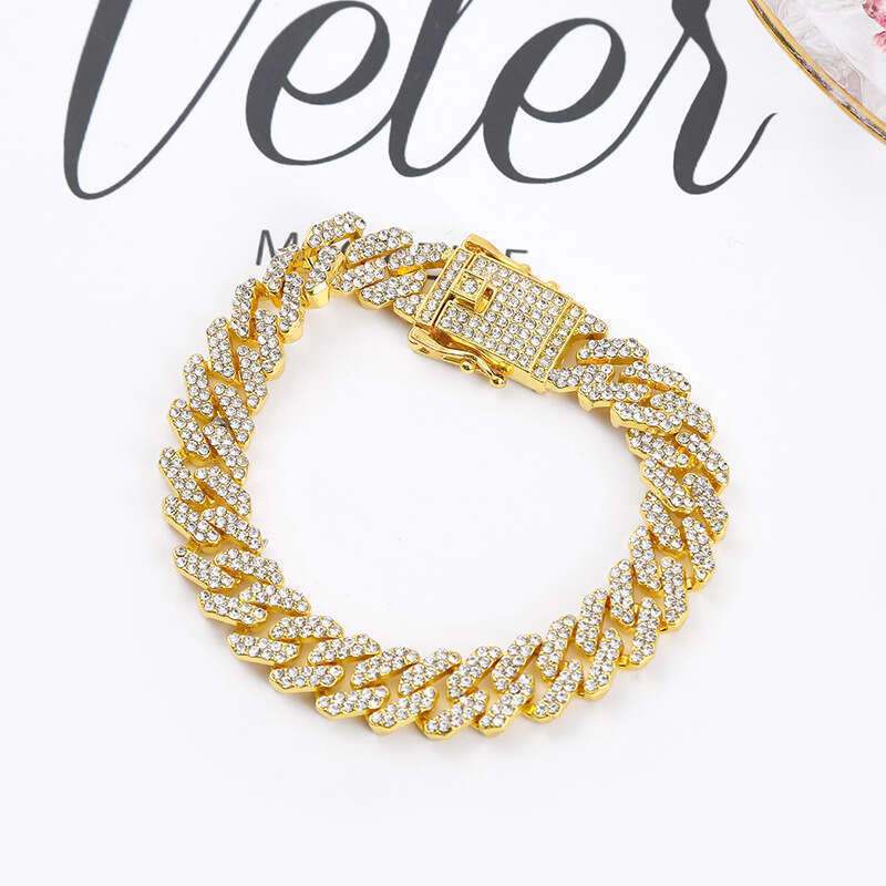 12mm e hip-hop style full men's and women's personality dia necklace alloy hot selg accessory Cuban chain jewelry