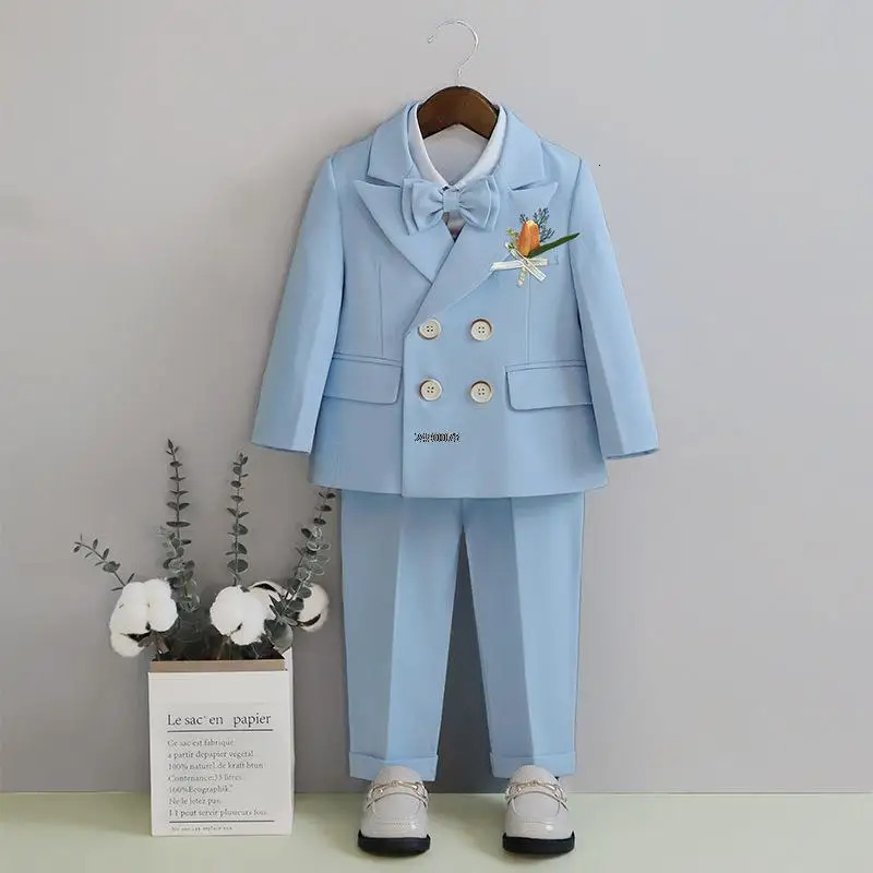 Flower Boys Pography Suit Baby Kids Formal Ceremony Costume Children Birthday Wedding Party Dress Performance Tuxedo Set 250320