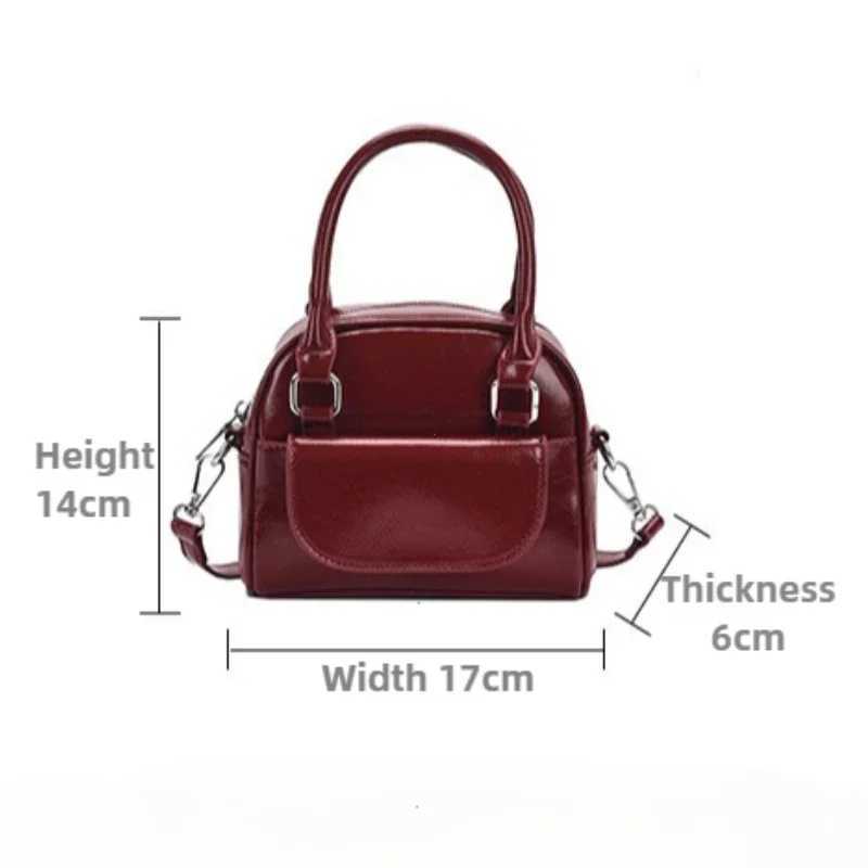 Red solid PU leather shoulder lower arm bag womens fashion handbag casual wallet and handbag womens commuting horizontal bag Y250320