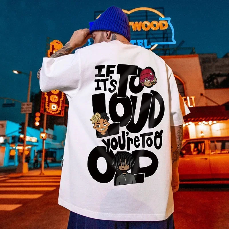 Hip Hop oversized Tshirt mens streetwear Harajuku cartoon printed short sleeved cotton loose Plus size 5XL 250312