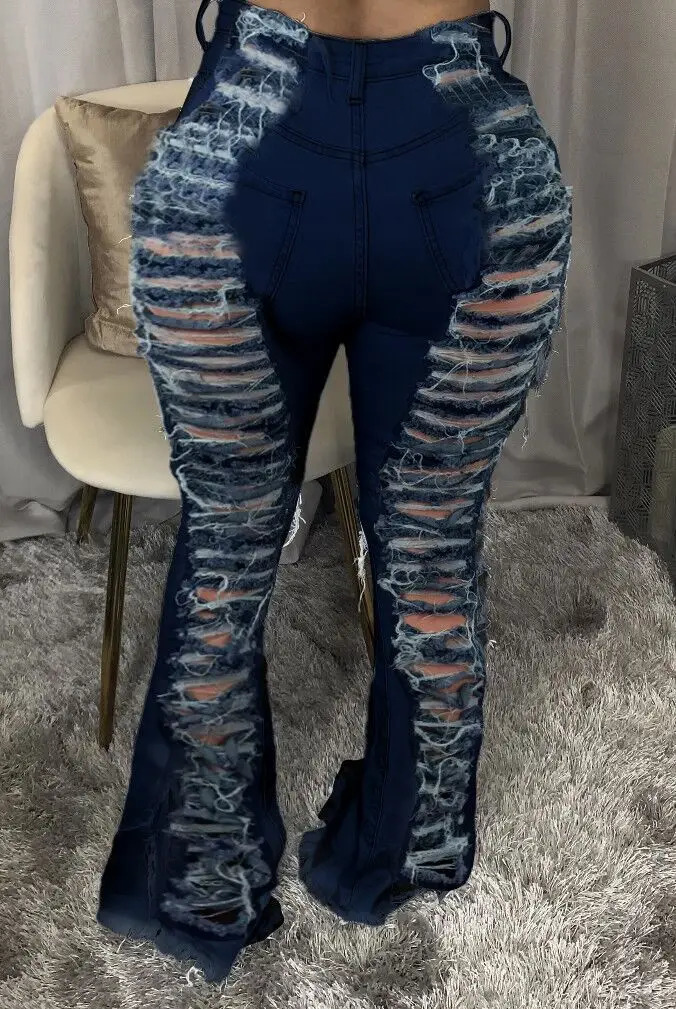 Echoine Casual Loose Blue Jeans Hollow Out Wide Leg Denim Pants Women High Waist Streetwear Harajuku straight Trousers 250320