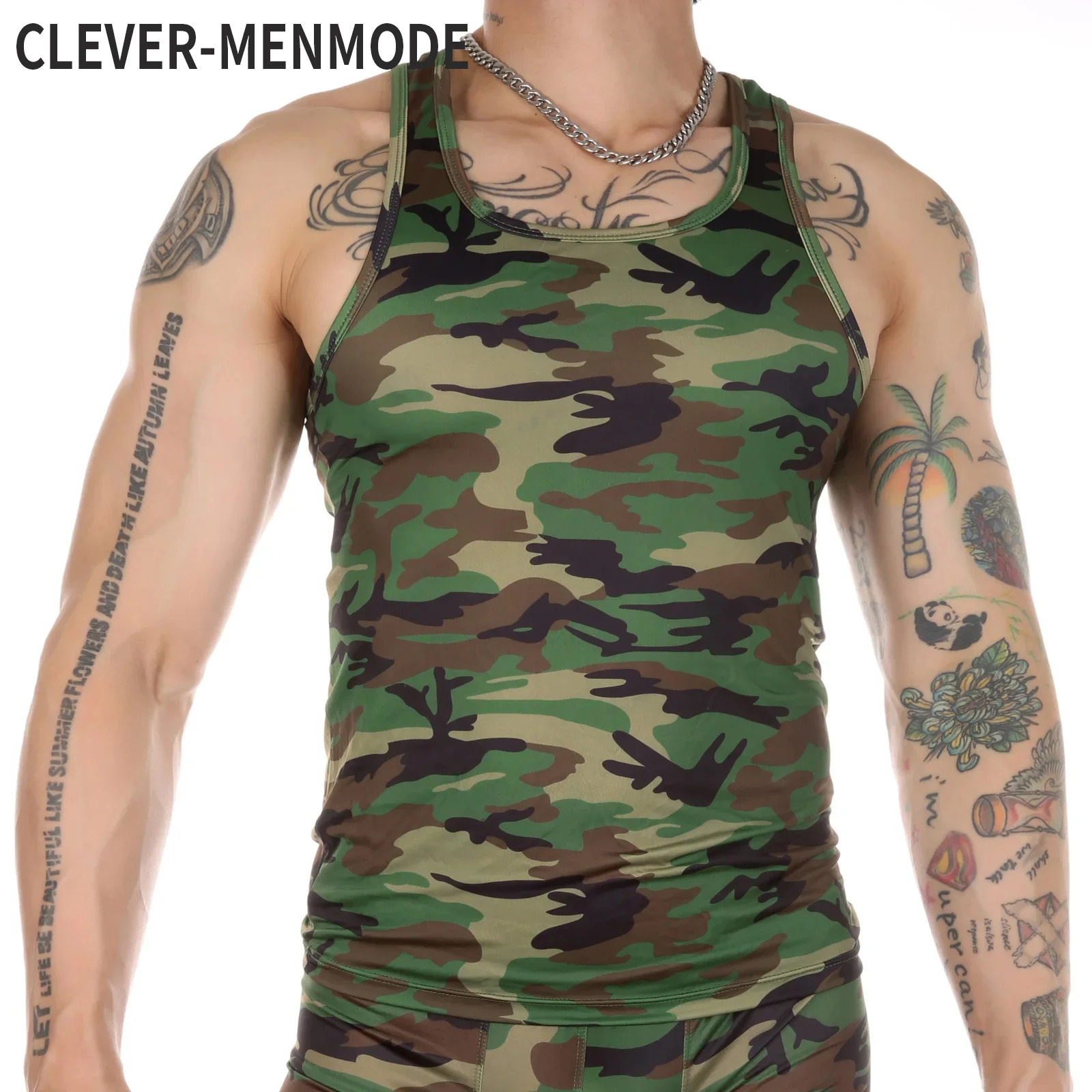 CLEVER-MENMODE Men Muscle Vests Underwear Sleeveless Shirt Tank Top Undershirts Bodybuilding Clothing Camouflage Singlet 250320