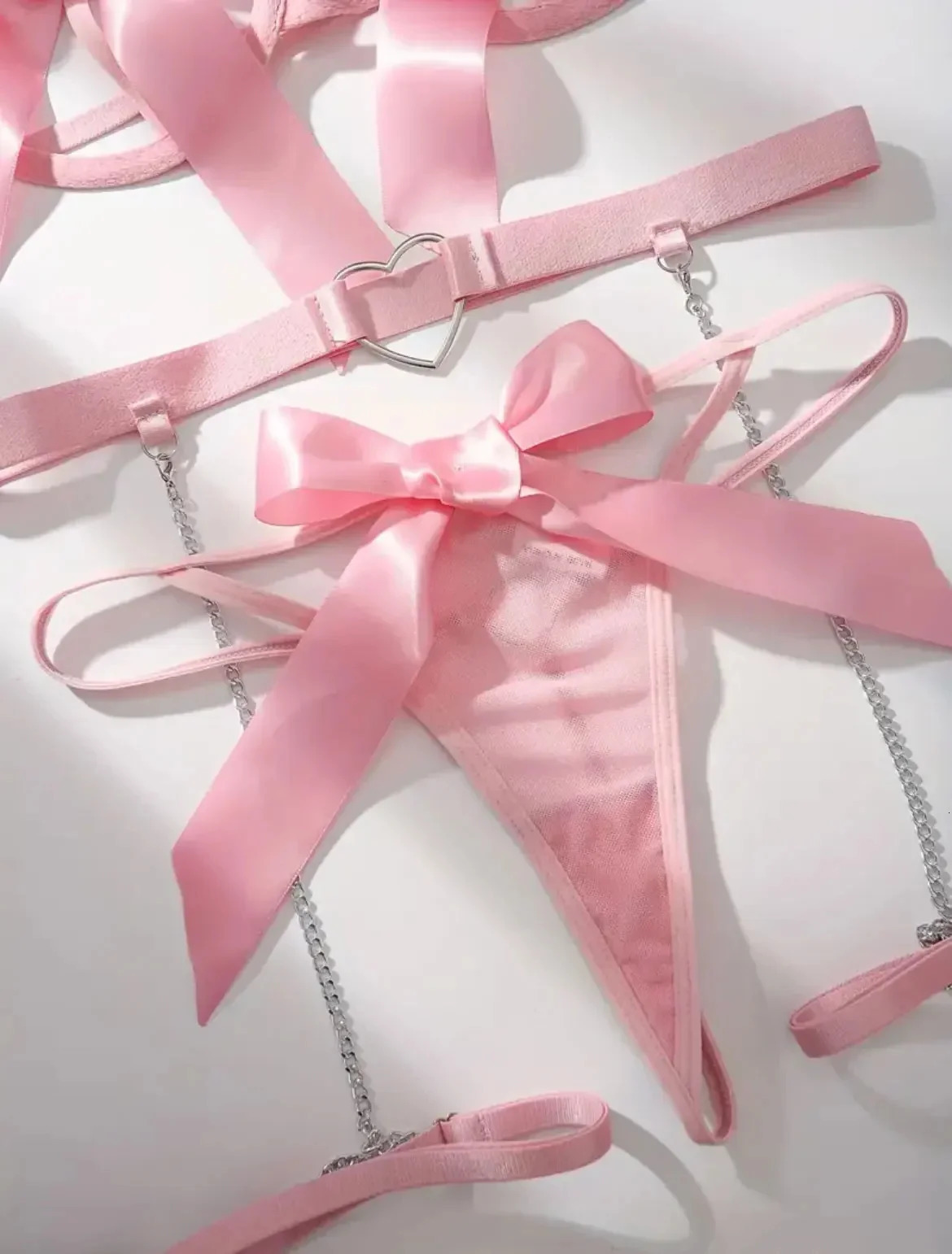 Women Transparent Bra And Panty Garter Underwear Set Erotic Sexy Costumes Underwear Open Bra Thong Sexy Lingerie Sets 250320