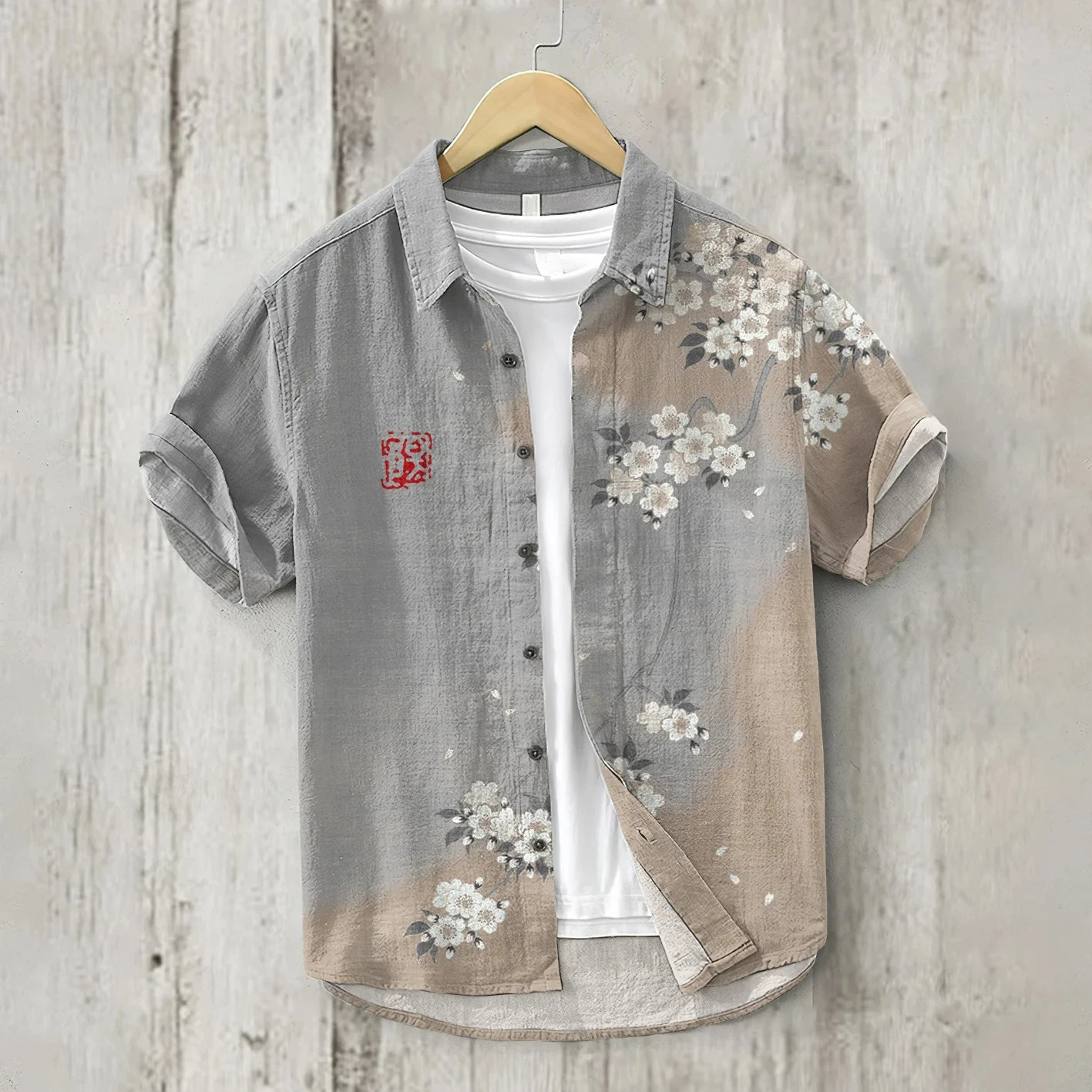 Mens Linen Trend Shirt Small Fish Eat Big Fish Fashion Casual Hawaiian Mens Linen Lining HD 100% Linen Short Sleeve Large Size 250320