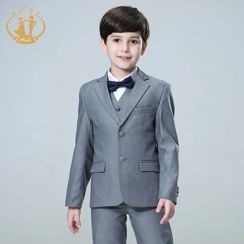 Spring Autumn Formal Boy Suit for Weddings Children Party Host Costume Wholesale Clothing 3Pcs/Set Blazer Vest Pants 250320