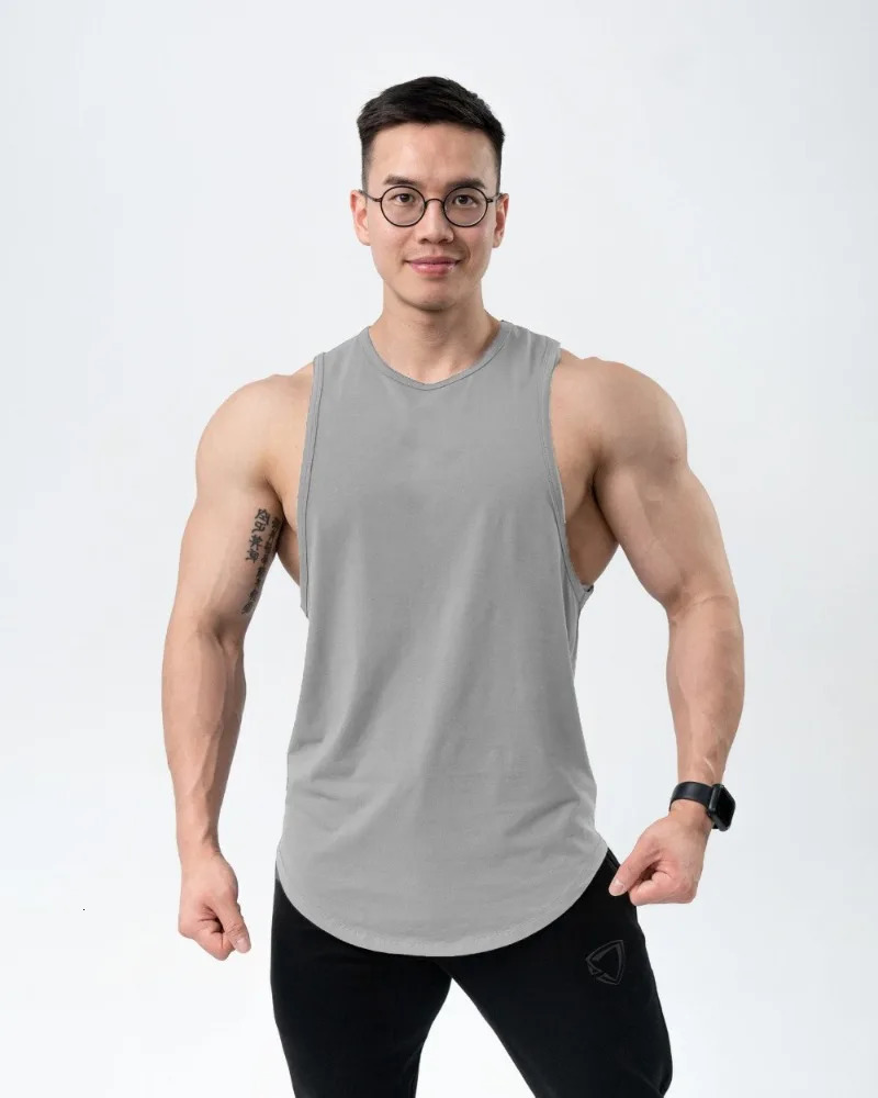 Mens Summer Cotton Workout Casual Tank Top Sleeveless Sportswear Shirt Gym Clothing Bodybuilding Undershirt Fitness Running Vest 250320