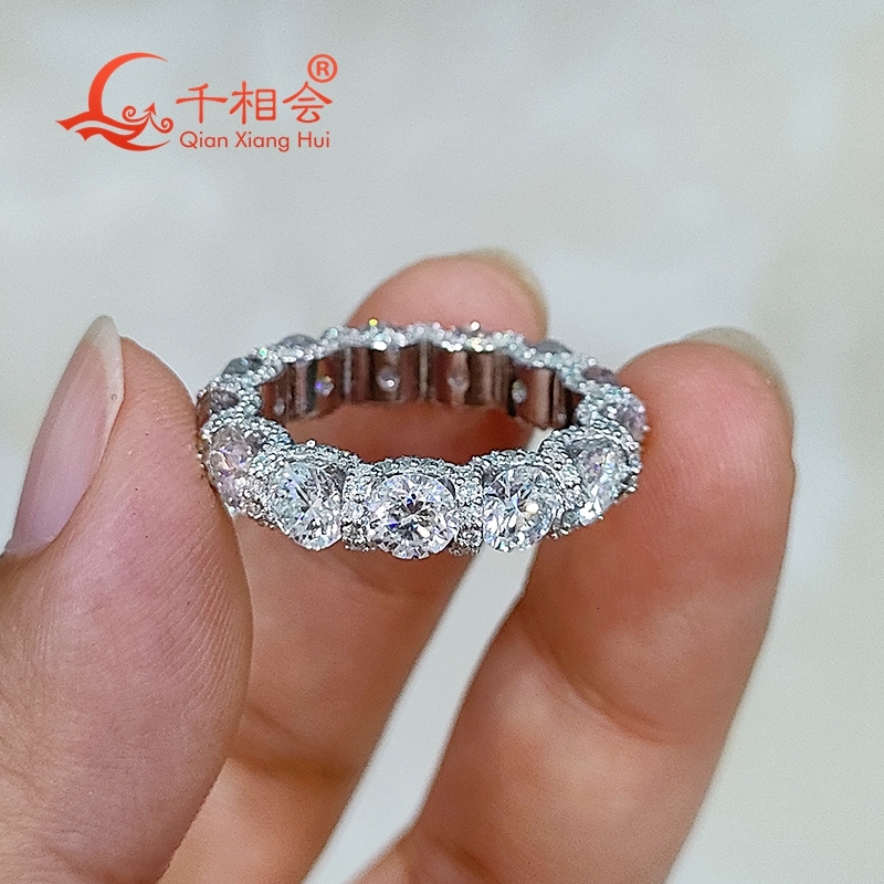 4.5mm Eternity Band Ring for Men Women round Moissanite 925 Sterling Silver Hip Hop Diamond Jewelry Engagement Party Gift