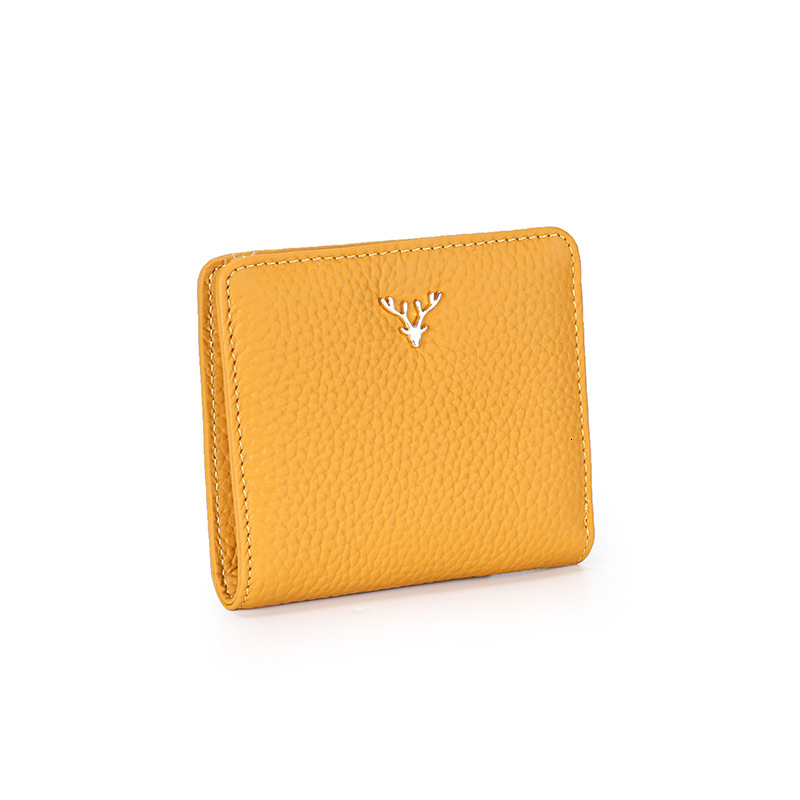 2025S Trend Designer Short Women S Leather Half Fold Money Clip Japanese And Korean Fashion New Cowhide Folding Small Versatile Zero Wallet