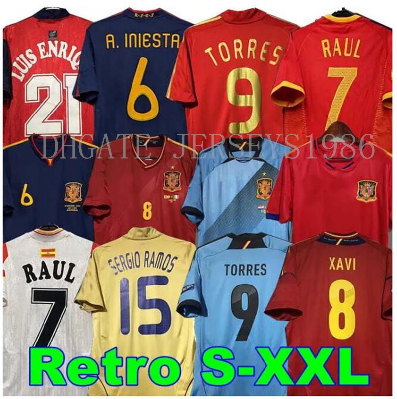 Camiseta de futbol Spain Retro soccer jerseys Espana HOME AWAY1992 1996 2002 2008 2010 2012 2014 football shirt vintage DAVID VILLA HIERRO TORRES FABREGAS 94 08 10 12