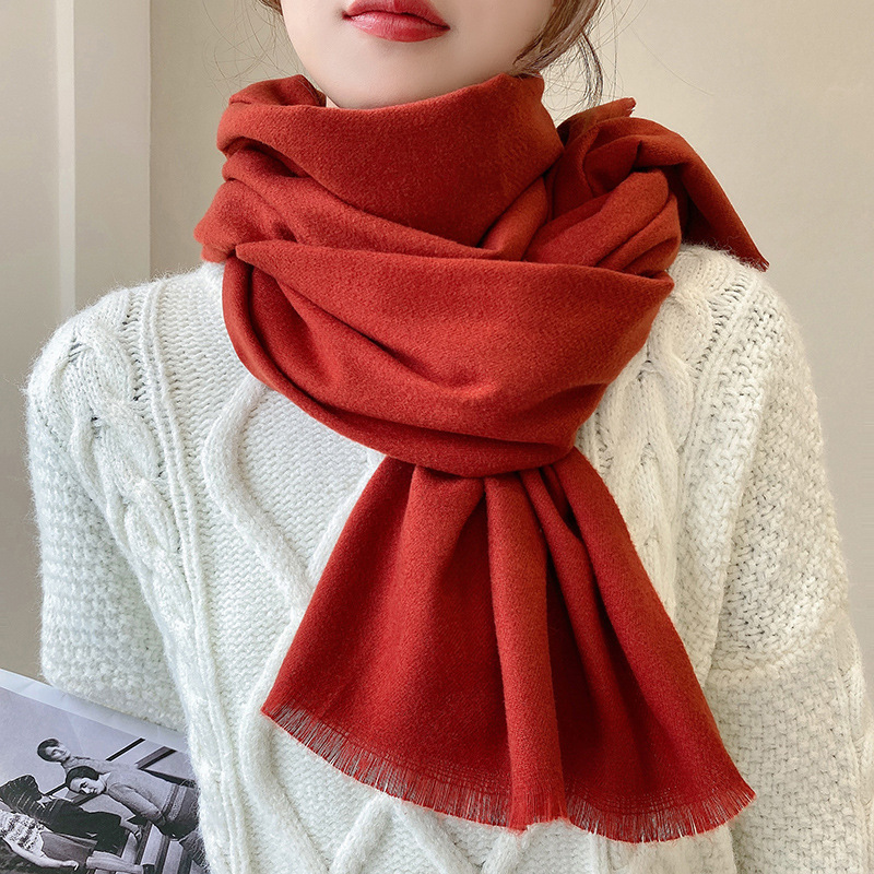 K186 Deqing Siyue Chinese Red Annual Party Scarf Women's 2024 Winter Annual Party Imitation Cashmere Plaid Scarf Wholesale Manufacturer