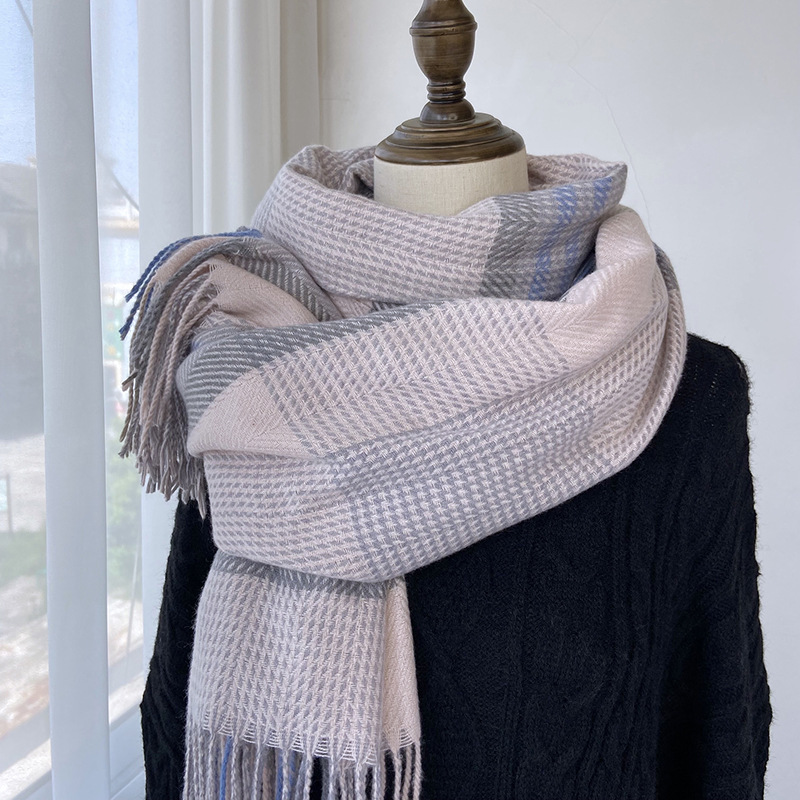 K191 Versatile plaid scarf women 2024 new autumn and winter Korean version sweet imitation cashmere scarf wholesale thick warm shawl