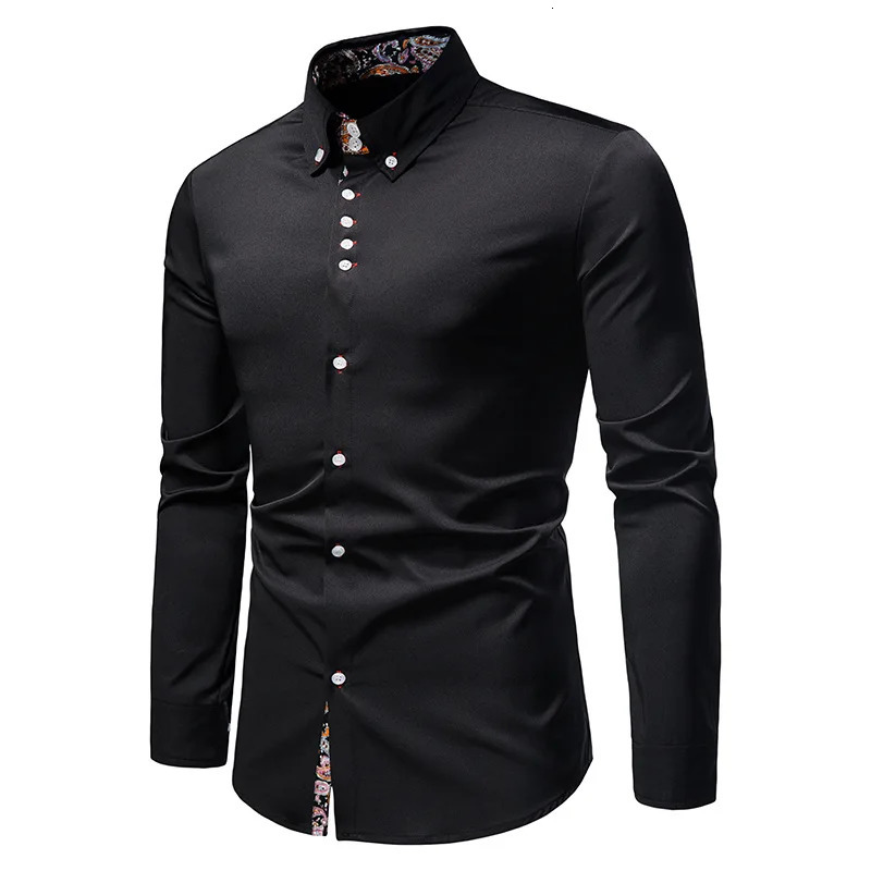 Paisley print mens long sleeved mens shirt for spring and autumn social wedding party clothing top 250320