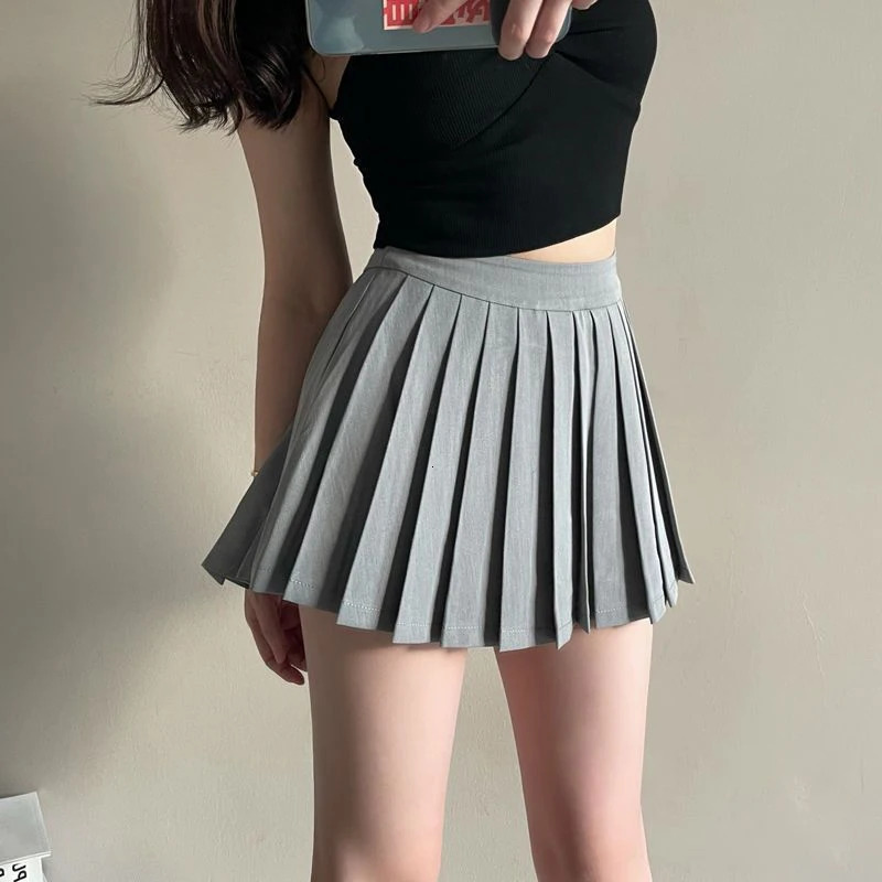 Sexy Pleated Mini Skirt Women Korean White Black Gyaru Tennis Extreme Skirt Y2K Irregular Streetwear Skirts with Shorts 250320