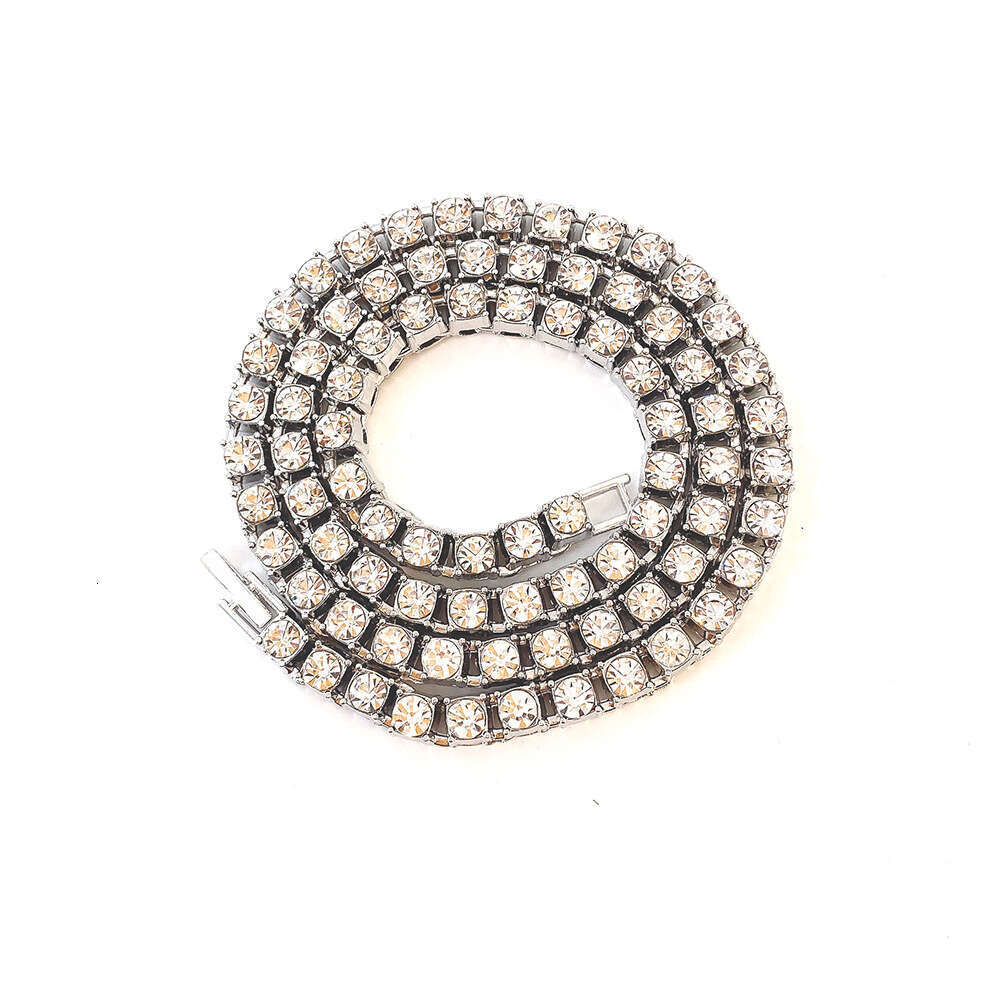 5mm round tennis necklace, high-end niche accessories, men's and women's alloy hip-hop style jewelry necklace