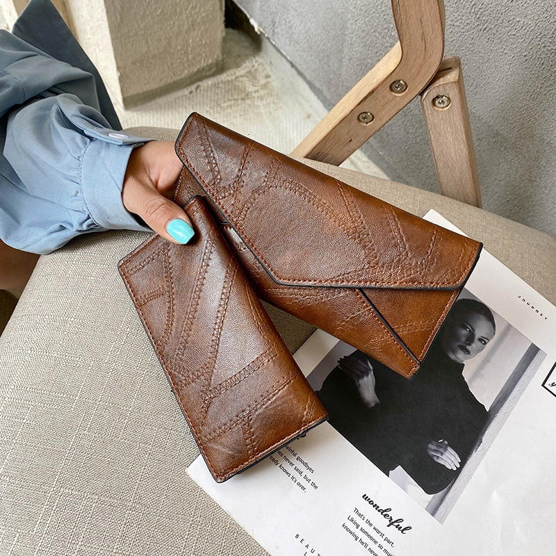 2025S Trend Designer New Fashion Envelope Wallet PU Splicing Card Long Handheld Women S Bag
